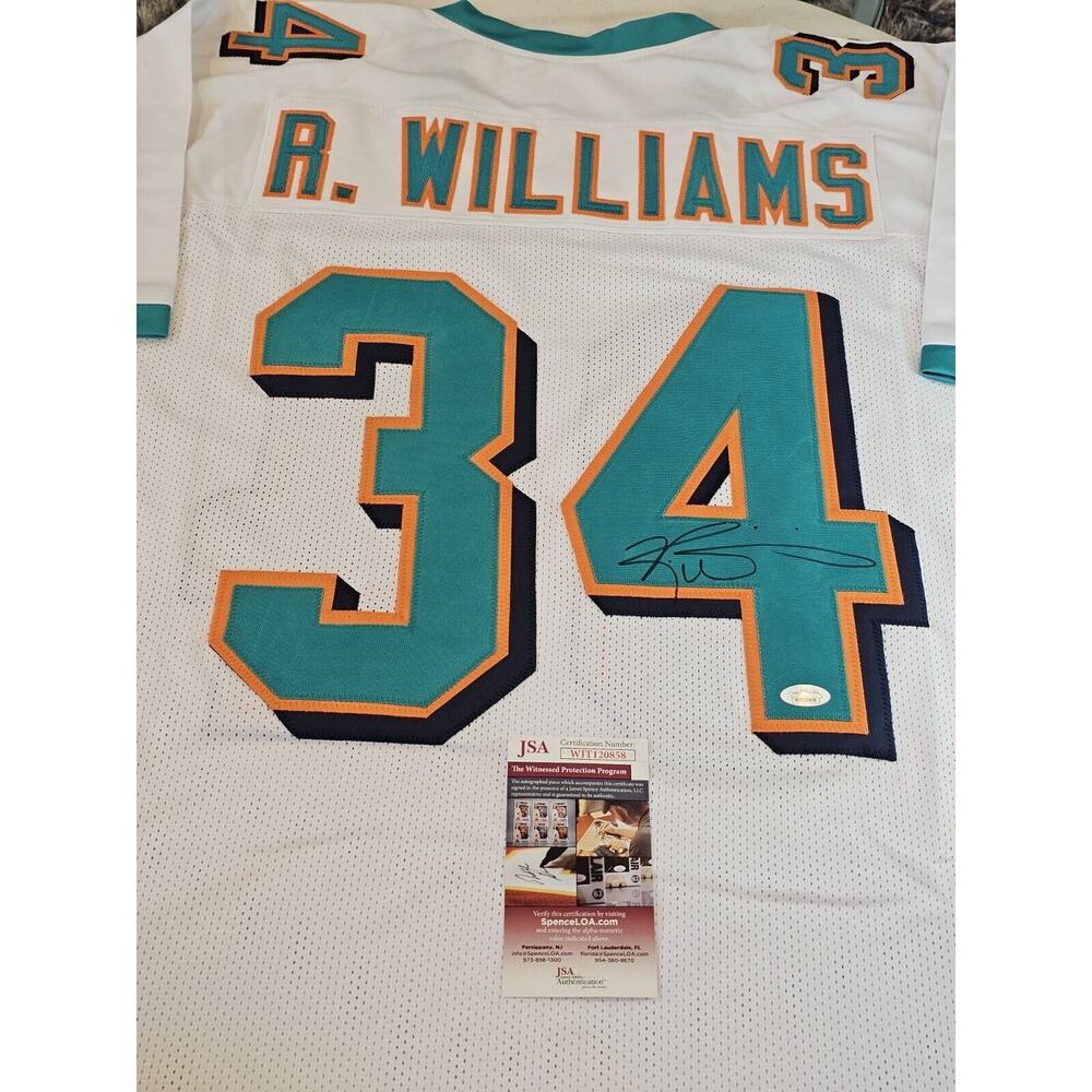 Ricky Williams Autographed/Signed Jersey JSA COA White Custom Jersey